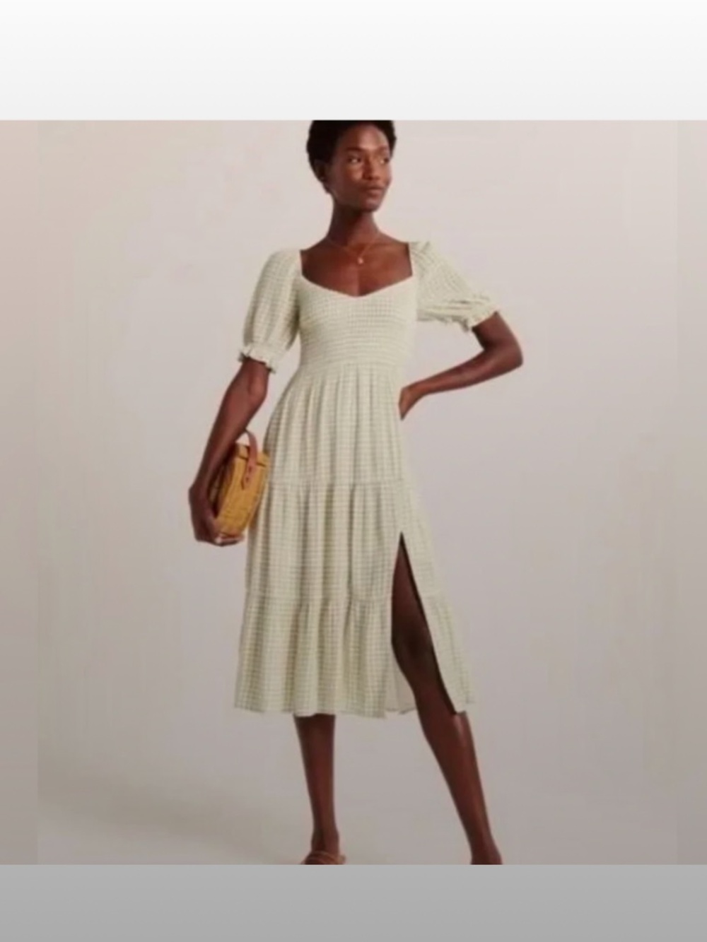 NWOT Abercrombie & Fitch Short-Sleeve Smocked Midi Dress